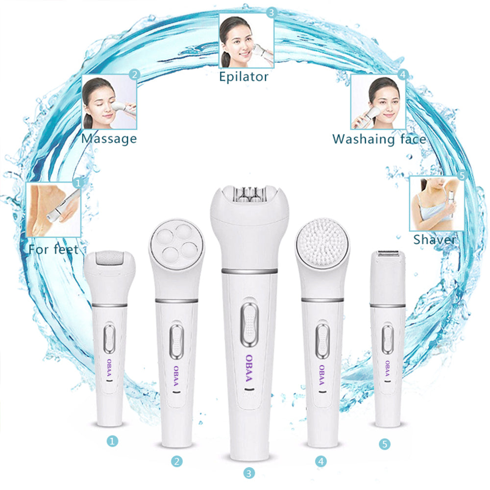 5 in 1 Ultimate Beauty Kit, Epilator and Facial Cleansing Brush SHOP OBAA 